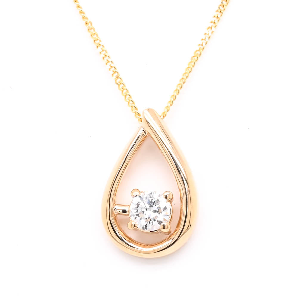 Graziella 10KT Yellow Gold 18 0.20CTW Round Lab-Grown Diamond Solitaire Necklace