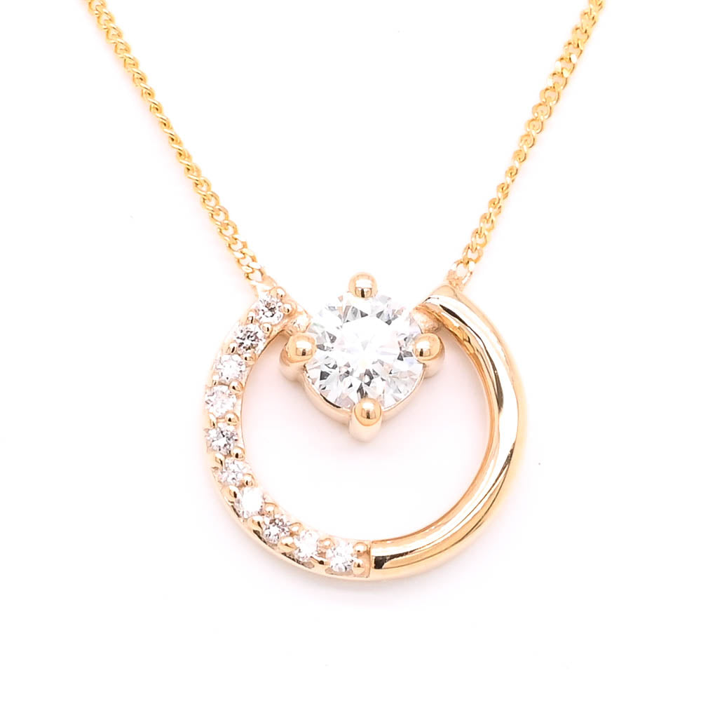 LUJO 10KT Yellow  Gold 18" 0.30CTW Round Brilliant Shape LAB Created Diamond Necklace.