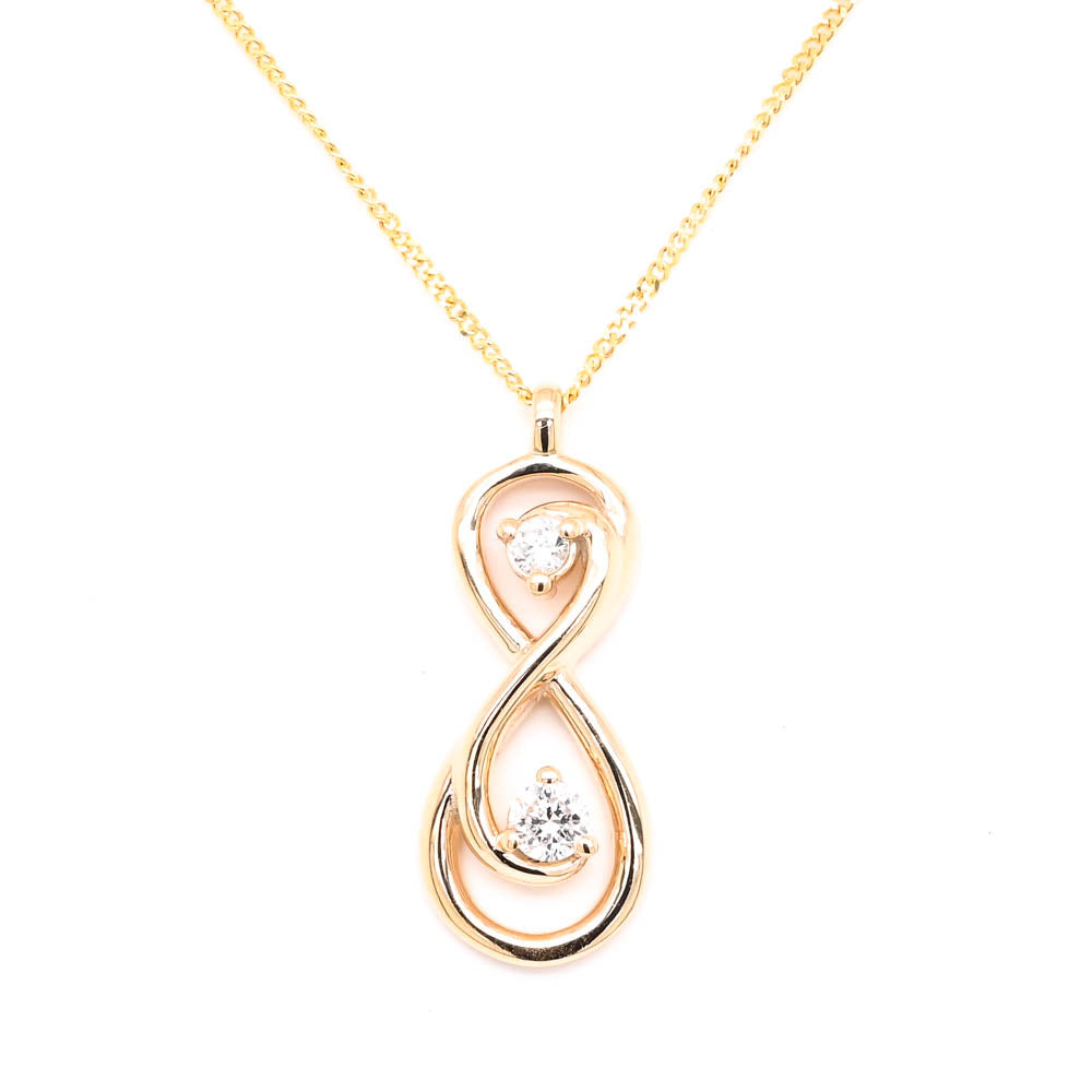 Graziella 10KT Yellow Gold 18 0.10CTW Round Lab-Grown Diamond Infinity Necklace