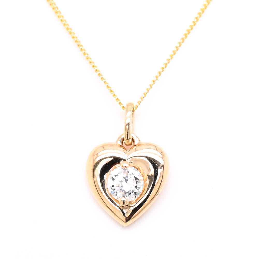 LUJO 10KT Yellow Gold 18" 0.20CTW Round Brilliant LAB Created Diamond Necklace.