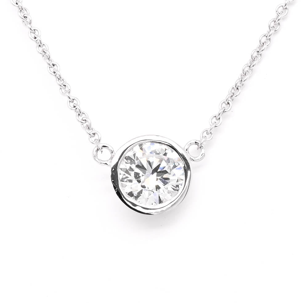 Graziella 14KT White Gold 18 0.70CT Round Brilliant Lab-Grown Diamond Bezel Set Necklace
