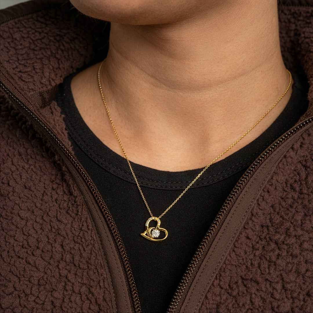 Graziella Sterling Silver Gold Vermeil 18 0.30CTW Round Brilliant Lab-Grown Diamond Heart Necklace