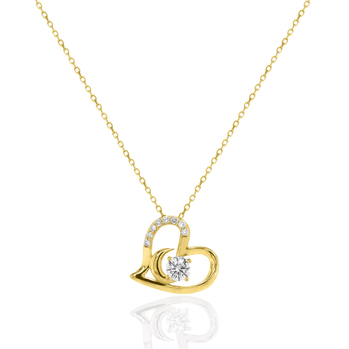 Graziella Sterling Silver Gold Vermeil 18 0.30CTW Round Brilliant Lab-Grown Diamond Heart Necklace