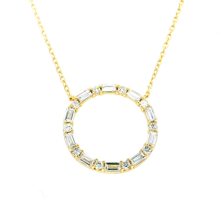 Graziella Sterling Silver Gold Vermeil 18" 0.54CTW Modern Grown Diamond Circle Of Life Necklace.
