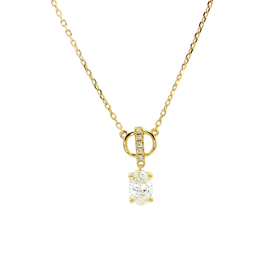 Graziella Sterling Silver Gold Vermeil 18" 0.41CTW Oval Shape Modern Grown Diamond Necklace.