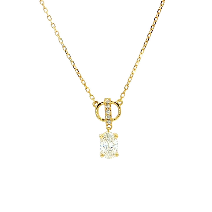 Graziella Sterling Silver Gold Vermeil 18" 0.41CTW Oval Shape Modern Grown Diamond Necklace.