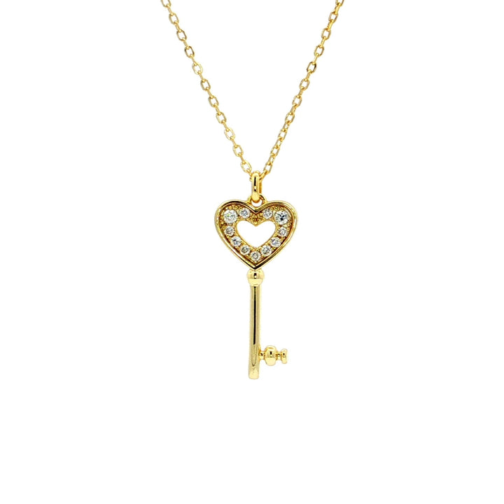 Graziella Sterling Silver 18 0.11CTW Lab-Grown Diamond Key Necklace
