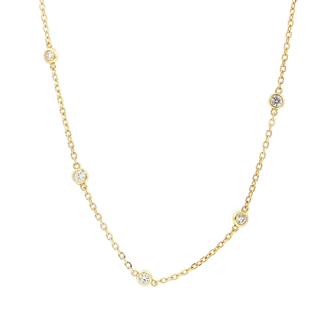 Graziella Sterling Silver Gold Vermeil 20" 0.75CTW Modern Grown Diamond By The Yard Necklace.
