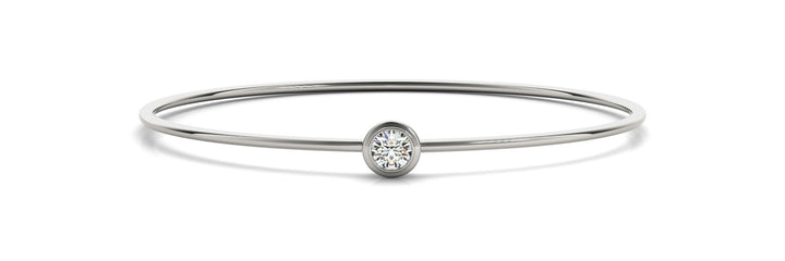 Graziella 14KT White Gold 0.35CT I1 G-H Colour Bezel Set Diamond Solitaire Bangle