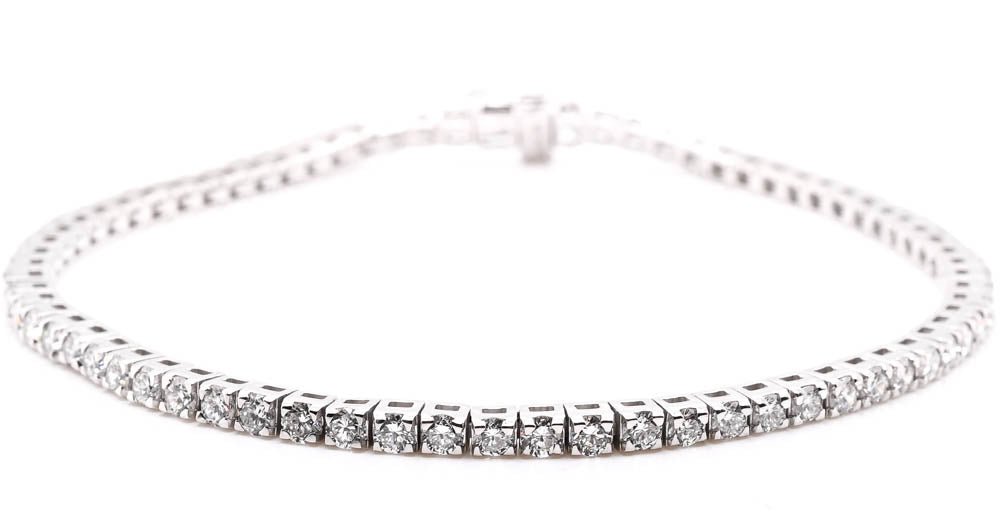 14KT White Gold 7.75" 4.71CTW Round Brilliant Modern Responsibly Grown Diamond Tennis Bracelet.