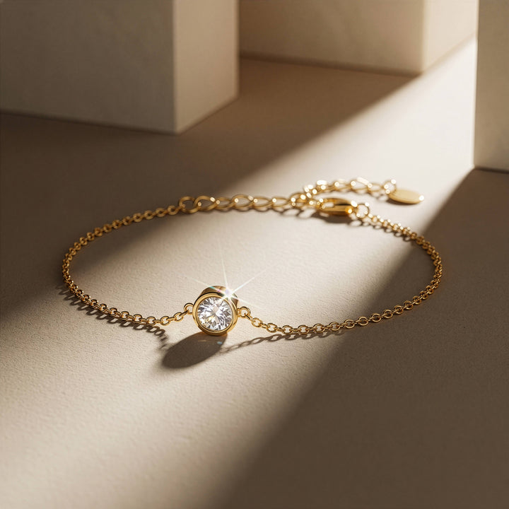 Graziella Sterling Silver Gold Vermeil 0.51CT Round Brilliant Modern Diamond Responsibly Grown Bracelet.