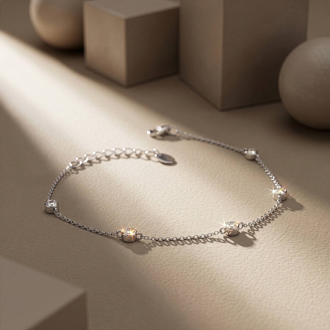 Graziella Sterling Silver 7.5" 0.23CT Modern Diamond by the yard Responsibly Grown Bracelet.