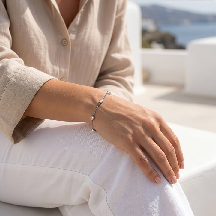 Graziella Sterling Silver 7.5" 0.23CT Modern Diamond by the yard Responsibly Grown Bracelet.