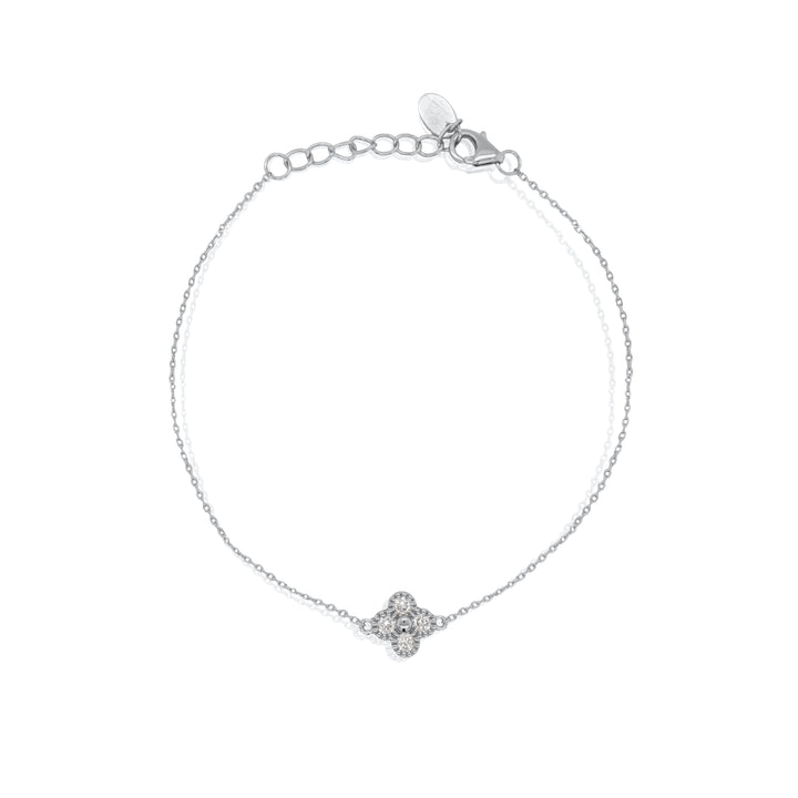 Graziella Sterling Silver 7.5" 0.20CTW Modern Responsibly Grown Diamond Clover Bracelet.