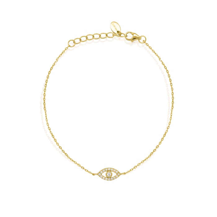 Graziella Steling silver Gold Vermeil 7.5 0.11CTW Lab-Grown Diamond Evil Eye Bracelet