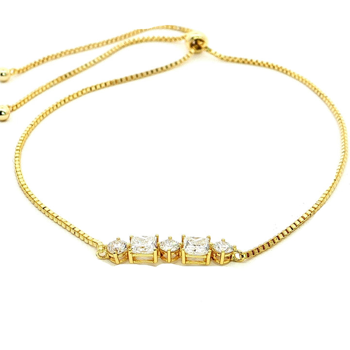 Graziella Sterling Silver Gold Vermeil 0.59CTW Modern Grown Diamond Bolo Bracelet.