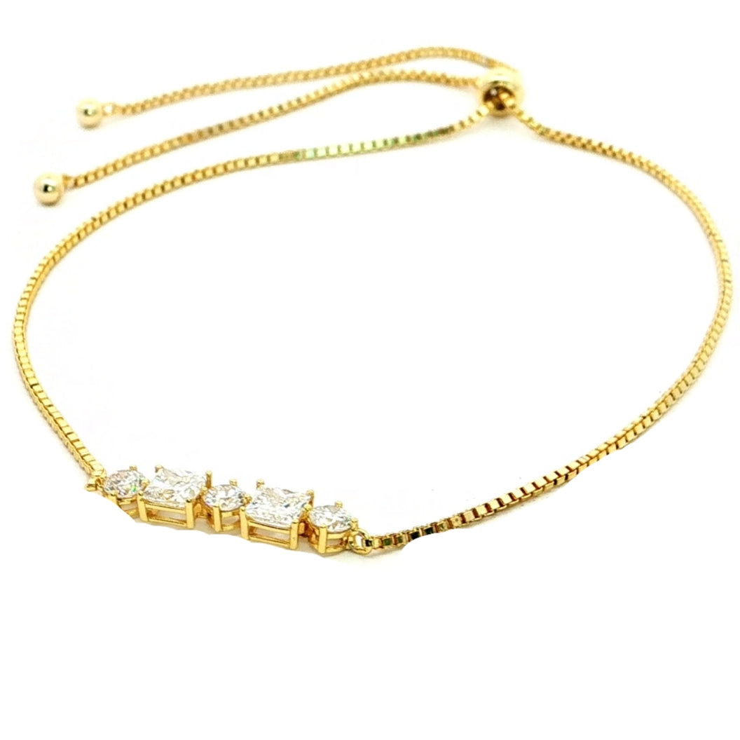 Graziella Sterling Silver Gold Vermeil 0.59CTW Modern Grown Diamond Bolo Bracelet.