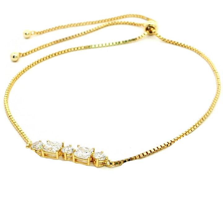 Graziella Sterling Silver Gold Vermeil 0.59CTW Modern Grown Diamond Bolo Bracelet.