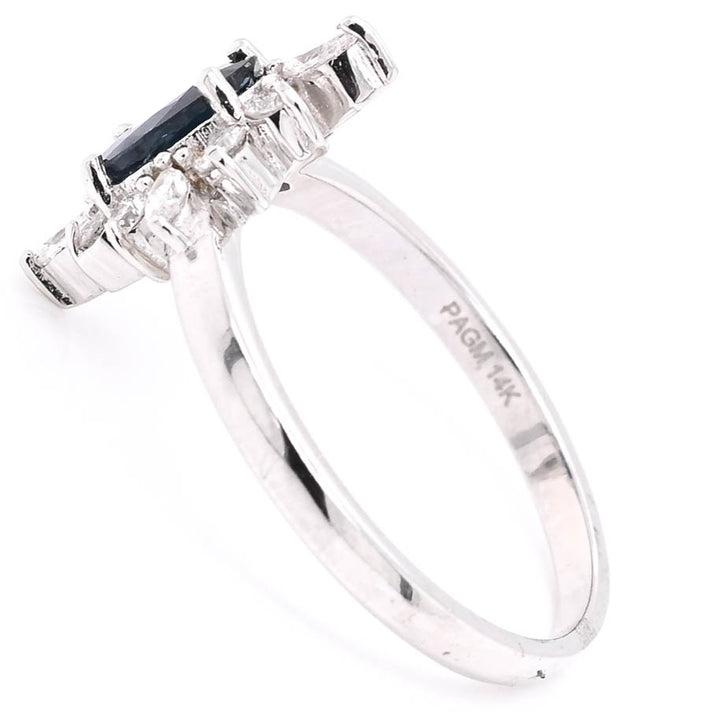 14KT White Gold Sapphire and Diamond Ring.
