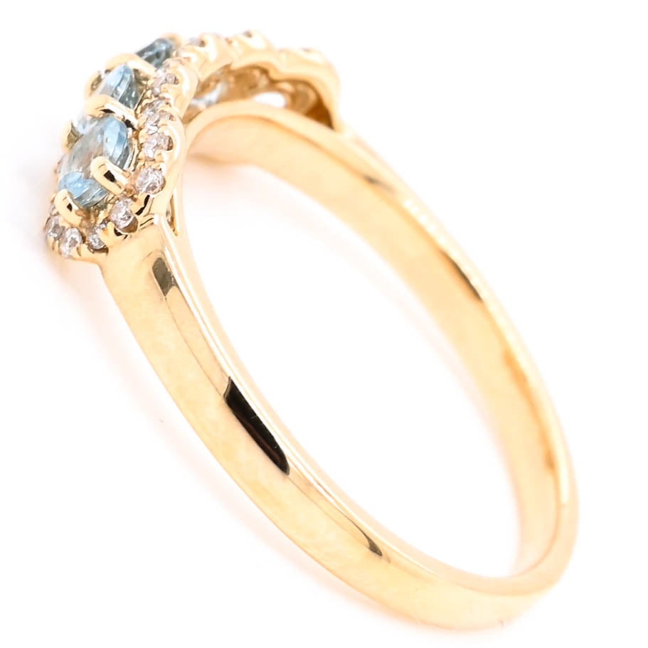 Graziella 14KT Yellow Gold 0.45CTW Aquamarine &amp; Diamond Ring - Size 6.25