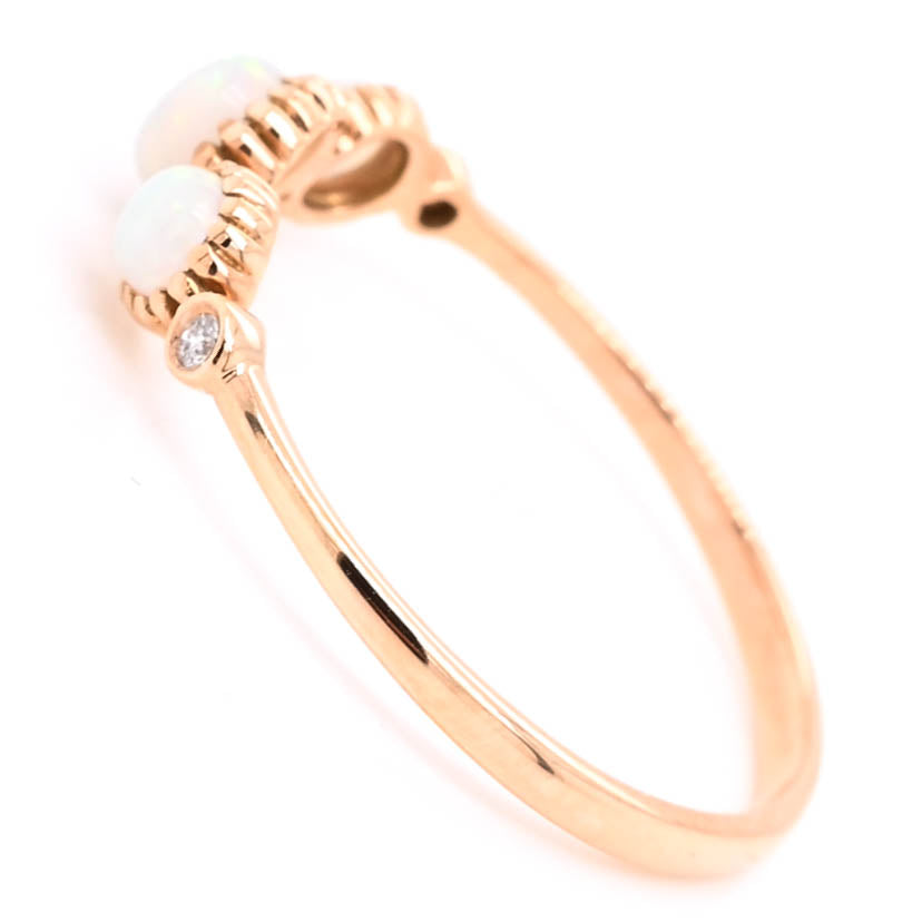 Graziella 18KT Rose Gold 0.40CTW Round Opal &amp; Diamond Ring - Size 7.25