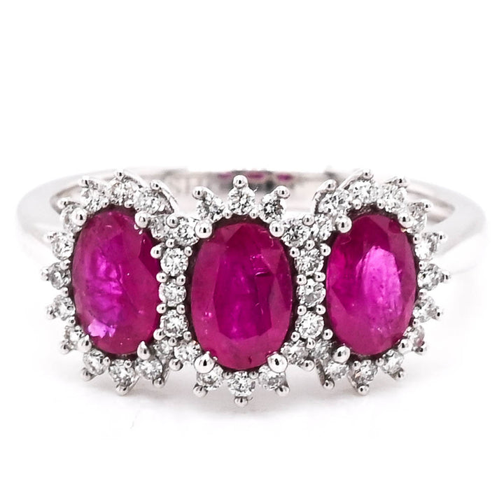 Graziella 14KT White Gold 1.37CTW Ruby &amp; Diamond Ring - Size 6.5