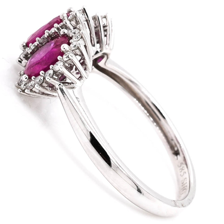 Graziella 14KT White Gold 1.37CTW Ruby &amp; Diamond Ring - Size 6.5