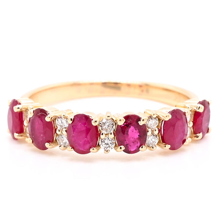Graziella 14KT Yellow Gold Ruby &amp; Diamond Ring - Size 6