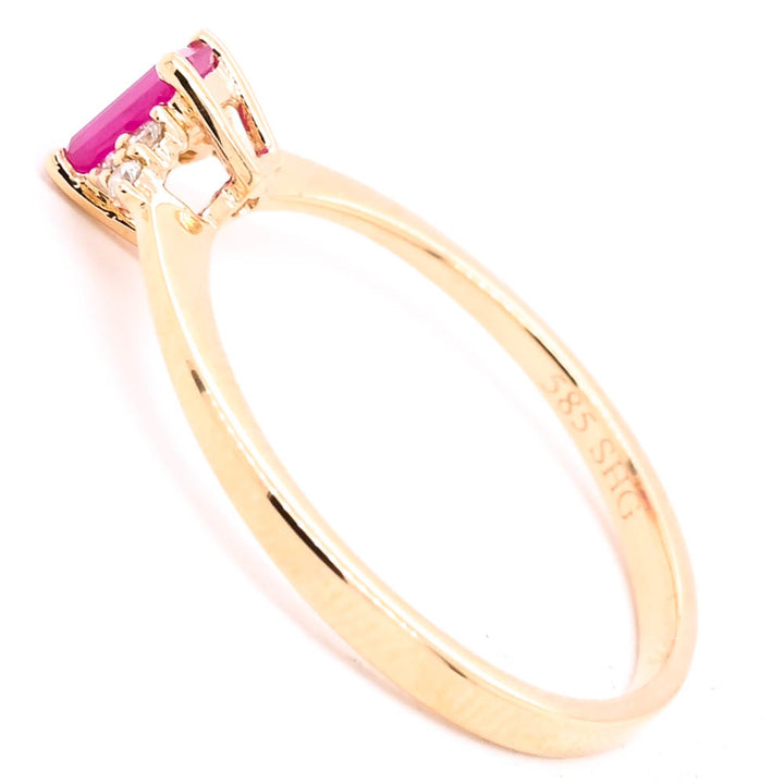 Graziella 14KT Yellow Gold 0.33CT Ruby &amp; Diamond Ring - Size 6.5