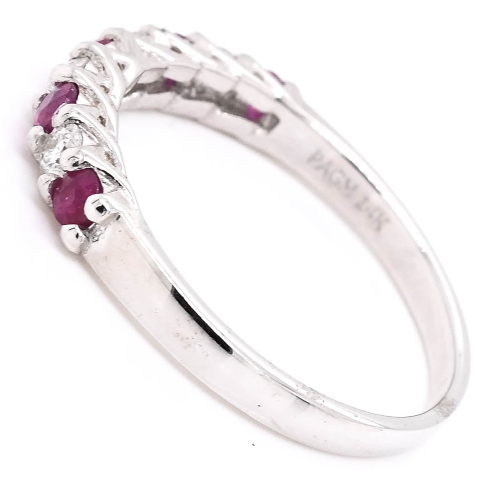 14KT White Gold 0.28CTW Ruby &amp; Diamond Ring.