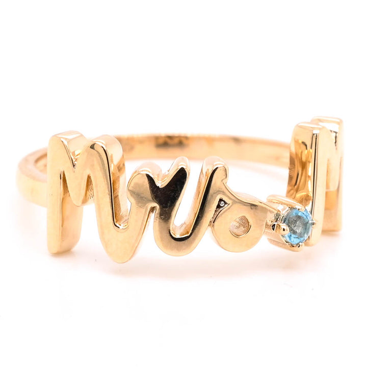 Graziella 10KT Yellow Gold Blue Topaz MRS Ring - Size 6.5