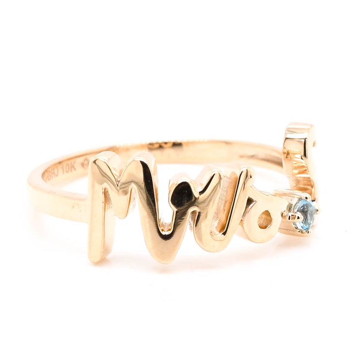 Graziella 10KT Yellow Gold Blue Topaz MRS Ring - Size 6.5
