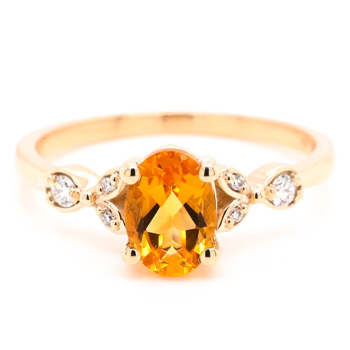 Graziella Fire &amp; Ice 10KT Yellow 0.75CT Citrine &amp; Canadian Diamond Ring - Size 6.25