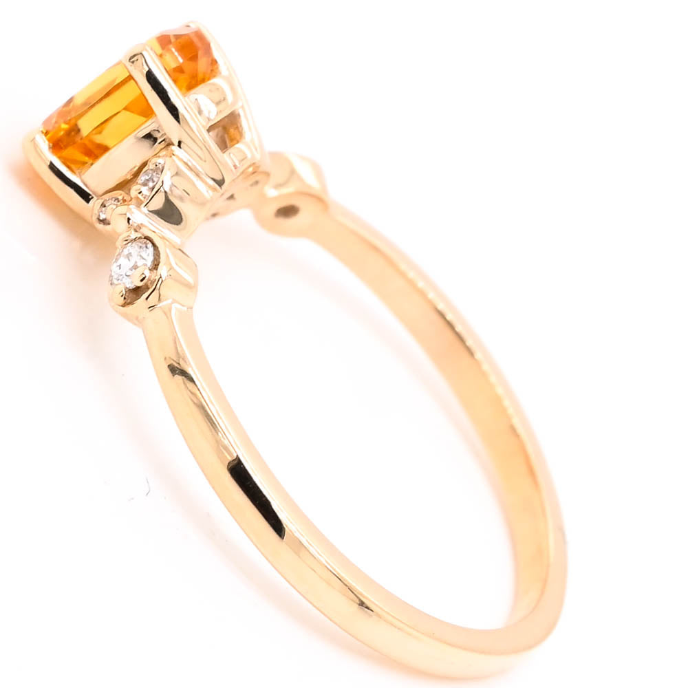 Graziella Fire &amp; Ice 10KT Yellow 0.75CT Citrine &amp; Canadian Diamond Ring - Size 6.25