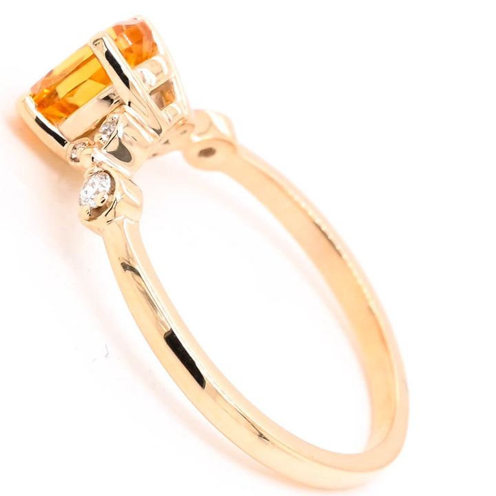 Graziella Fire &amp; Ice 10KT Yellow 0.75CT Citrine &amp; Canadian Diamond Ring - Size 6.25