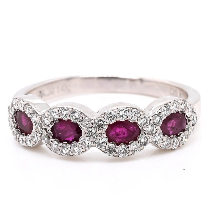 Graziella 14KT White Gold Ruby &amp; Diamond Ring - Size 6.5