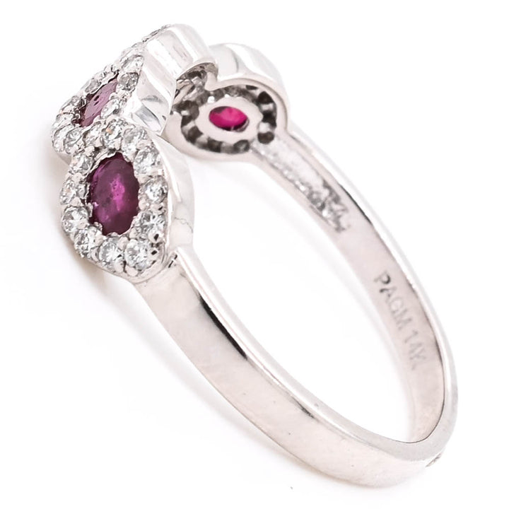 Graziella 14KT White Gold Ruby &amp; Diamond Ring - Size 6.5