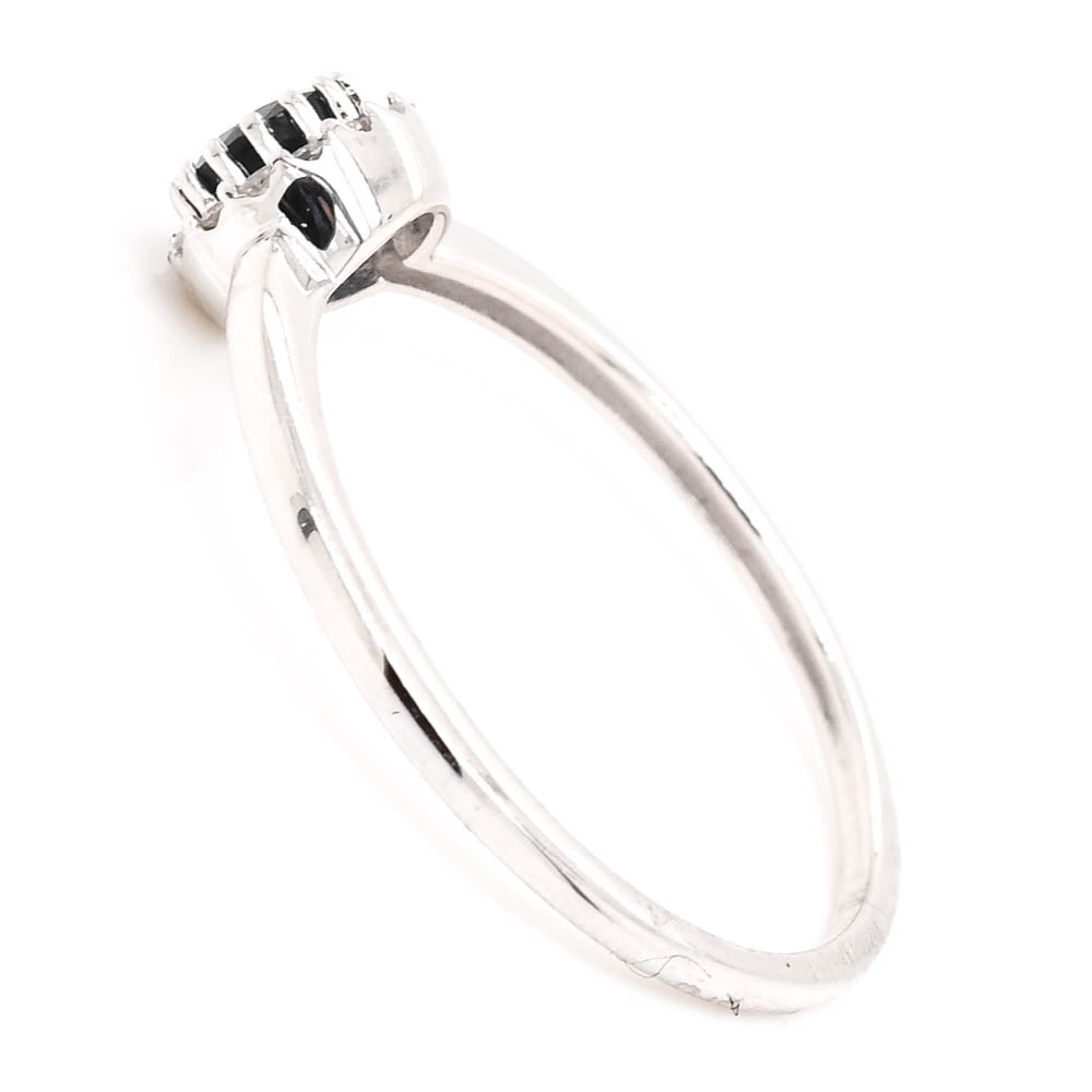 Graziella 10KT White Gold 0.25CT Round Brilliant Blue Sapphire &amp; Diamond Ring - Size 6