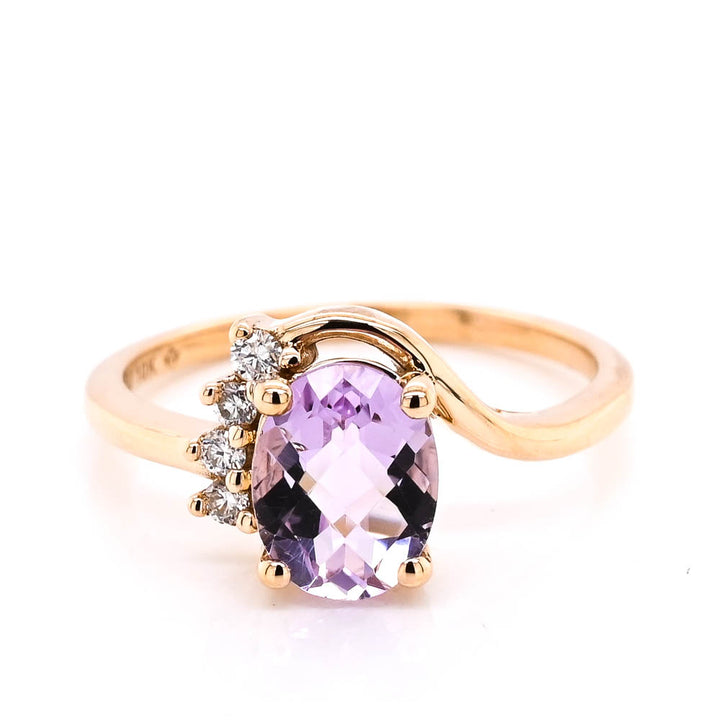 Graziella Fire &amp; Ice 10KT Yellow Gold 1.00CT Lilac Quartz &amp; Canadian Diamond Ring - Size 6.25