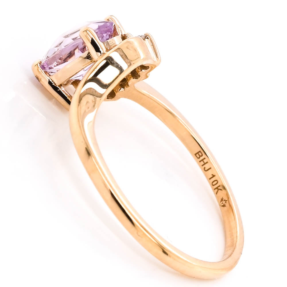 Graziella Fire &amp; Ice 10KT Yellow Gold 1.00CT Lilac Quartz &amp; Canadian Diamond Ring - Size 6.25