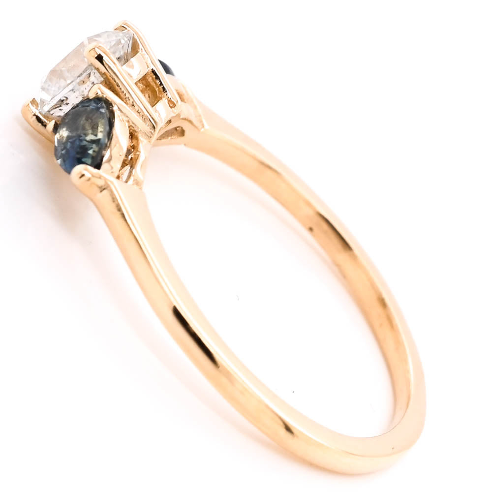 Graziella 14KT Yellow Gold 0.46CTW Blue Sapphire &amp; Diamond Ring - Size 6