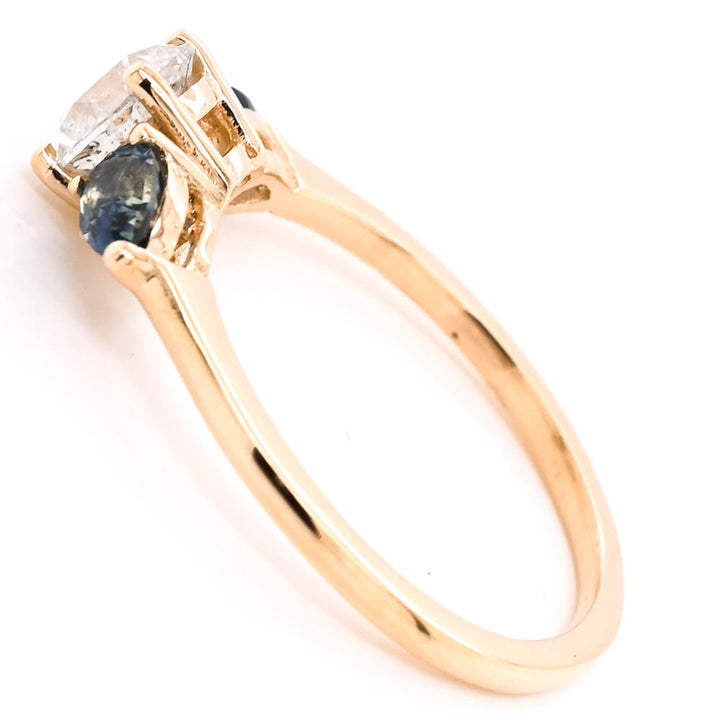 Graziella 14KT Yellow Gold 0.46CTW Blue Sapphire &amp; Diamond Ring - Size 6