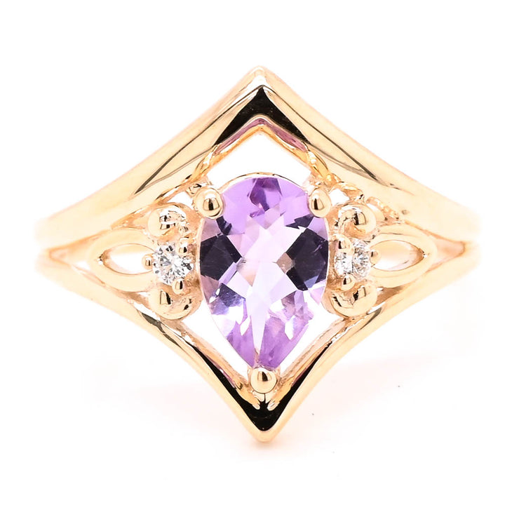 Graziella Fire &amp; Ice 10KT Yellow Gold 1.00CT Lilac Quartz &amp; Canadian Diamond Ring - Size 6.5