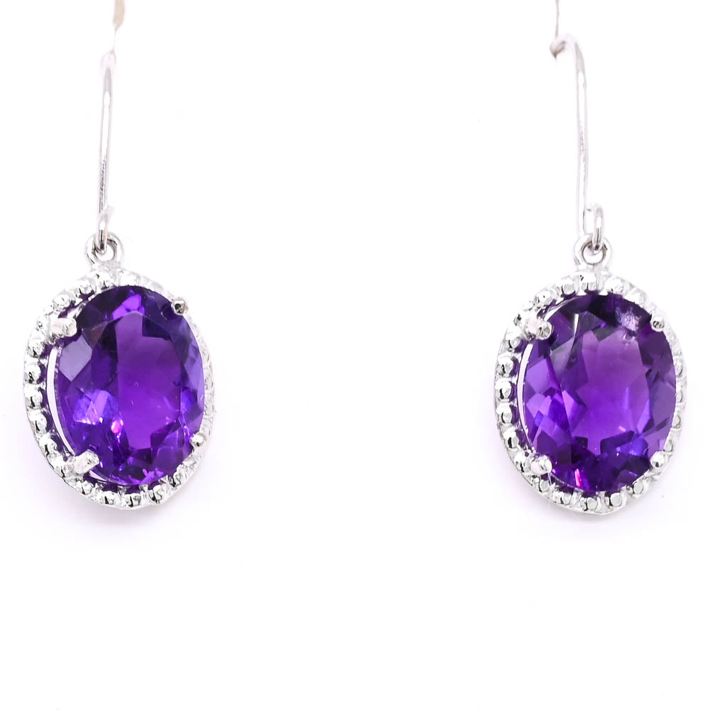 Graziella 10KT Yellow Gold Amethyst Drop Earrings