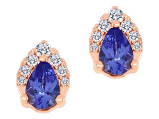 "Fire and Ice" 10KT Rose &amp; White  Gold Tanzanite and 0.12CTW Canadian Diamond Earrings.