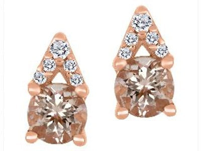 Fire &amp; Ice 10KT Rose &amp; White Gold Morganite &amp; Canadian Diamond Earrings.