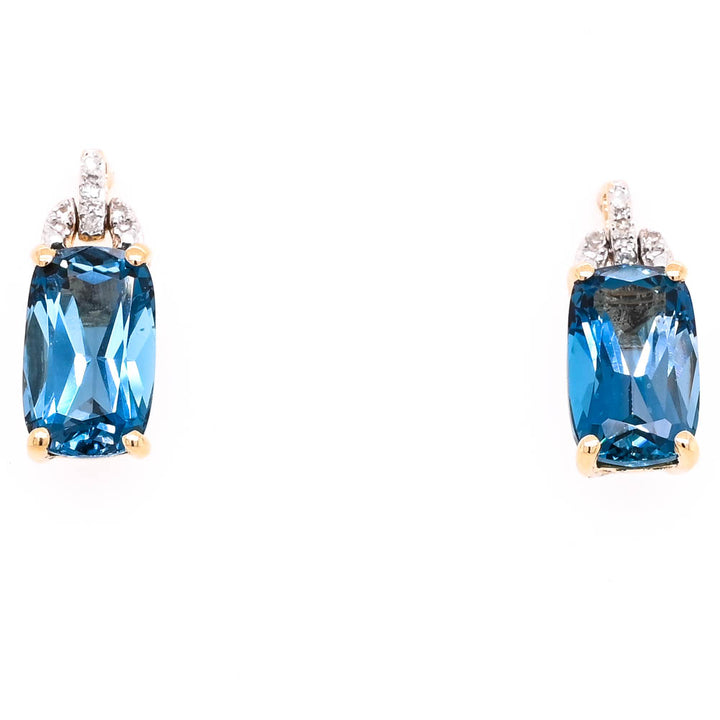 Graziella 14KT Yellow Gold 3.00CTW Blue Topaz &amp; Diamond Drop Earrings