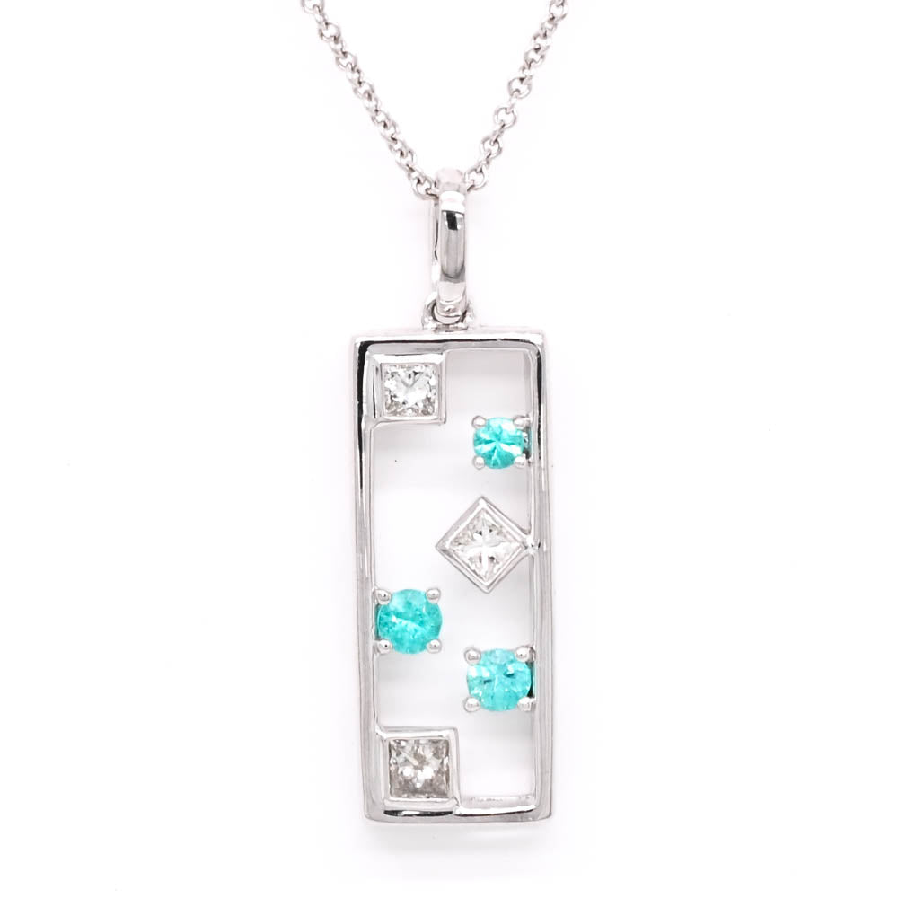 Graziella 10KT Yellow Gold 20" Paraiba Tourmaline &amp; Diamond Necklace