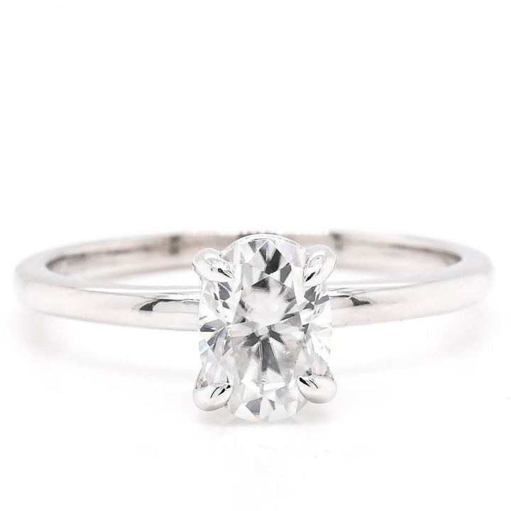 Graziella 14KT White Gold 7x5mm Oval Moissanite Solitaire Ring - Size 6.75