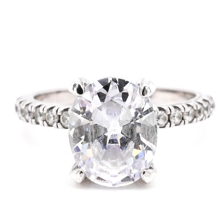 Graziella Sterling Silver 2.00CTW Oval Moissanite Halo Ring - Size 5.5
